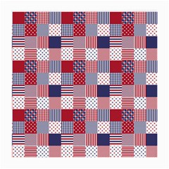 Usa Americana Patchwork Red White & Blue Quilt Medium Glasses Cloth by PodArtist