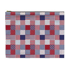 Usa Americana Patchwork Red White & Blue Quilt Cosmetic Bag (xl) by PodArtist