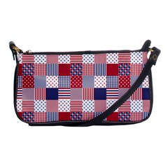 Usa Americana Patchwork Red White & Blue Quilt Shoulder Clutch Bags by PodArtist