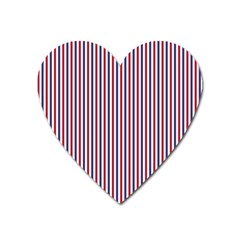 Usa Flag Red And Flag Blue Narrow Thin Stripes  Heart Magnet by PodArtist