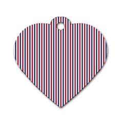 Usa Flag Red And Flag Blue Narrow Thin Stripes  Dog Tag Heart (two Sides) by PodArtist