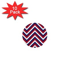 United States Red White And Blue American Jumbo Chevron Stripes 1  Mini Buttons (10 Pack) 