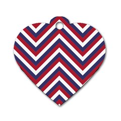 United States Red White And Blue American Jumbo Chevron Stripes Dog Tag Heart (one Side) by PodArtist