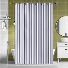 Mattress Ticking Narrow Striped Pattern In Usa Flag Blue And White Shower Curtain 48  X 72  (small)  by PodArtist