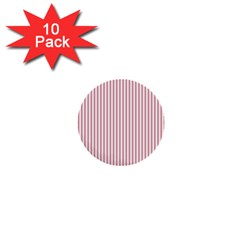 Mattress Ticking Narrow Striped Usa Flag Red And White 1  Mini Buttons (10 Pack)  by PodArtist