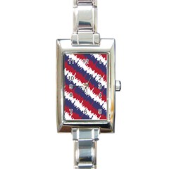 Ny Usa Candy Cane Skyline In Red White & Blue Rectangle Italian Charm Watch by PodArtist