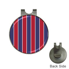 Large Red White And Blue Usa Memorial Day Holiday Vertical Cabana Stripes Hat Clips With Golf Markers by PodArtist