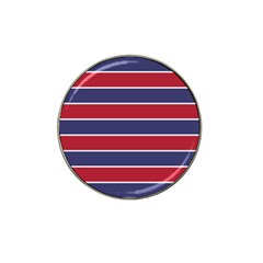 Large Red White And Blue Usa Memorial Day Holiday Horizontal Cabana Stripes Hat Clip Ball Marker by PodArtist