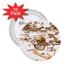 Skull Bone Skeleton Bones 2 25  Buttons (10 Pack)  by Sapixe