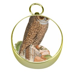 Bird Owl Animal Vintage Isolated Gold Compasses by Sapixe