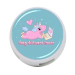 Long distance lover - Cute Unicorn 4-Port USB Hub (One Side) Front