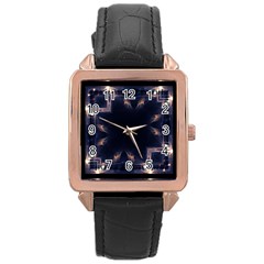 Cosmos Kaleidoscope Art Pattern Rose Gold Leather Watch 