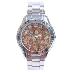 Metal Article Figure Old Red Wall Stainless Steel Analogue Watch by Sapixe