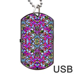 Multicolored Floral Collage Pattern 7200 Dog Tag Usb Flash (one Side) by dflcprints