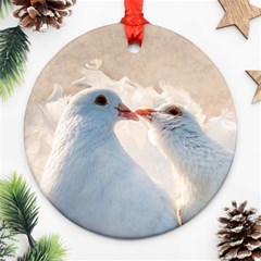 Doves In Love Round Ornament (two Sides) by FunnyCow