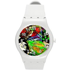 Lillies In The Terracotta Vase 1 Round Plastic Sport Watch (m) by bestdesignintheworld