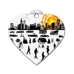 Good Morning, City Dog Tag Heart (two Sides) by FunnyCow