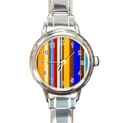 Colorful Stripes Round Italian Charm Watch by FunnyCow