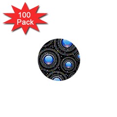 Background Abstract Glossy Blue 1  Mini Buttons (100 Pack) 