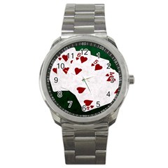 Poker Hands Straight Flush Hearts Sport Metal Watch by FunnyCow