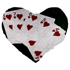 Poker Hands Straight Flush Hearts Large 19  Premium Heart Shape Cushions