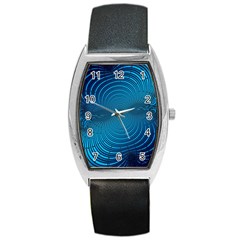 Blue Background Brush Particles Wave Barrel Style Metal Watch by Nexatart