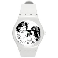 Animal Canine Dog Japanese Chin Round Plastic Sport Watch (m) by Sapixe