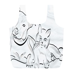 Dog Cat Pet Silhouette Animal Full Print Recycle Bags (l)  by Sapixe