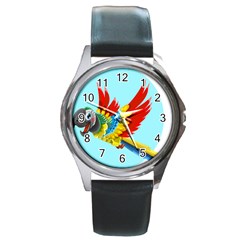 Parrot Animal Bird Wild Zoo Fauna Round Metal Watch by Sapixe