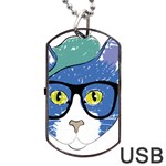 Drawing Cat Pet Feline Pencil Dog Tag USB Flash (Two Sides) Front