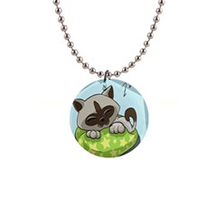 Kitten Kitty Cat Sleeping Sleep Button Necklaces by Sapixe