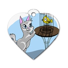 Cat Bird Cage Hunt Hunting Pet Dog Tag Heart (two Sides) by Sapixe