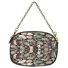 Seamless Pink Green And White Florals Peach Chain Purses (two Sides)  by flipstylezfashionsLLC