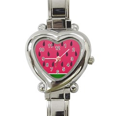 Watermelon Fruit Summer Red Fresh Heart Italian Charm Watch by Nexatart