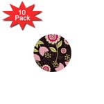 Flowers Wallpaper Floral Decoration 1  Mini Buttons (10 pack)  Front