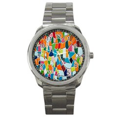 Mosaic Tiles Pattern Texture Sport Metal Watch by Nexatart