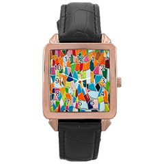 Mosaic Tiles Pattern Texture Rose Gold Leather Watch  by Nexatart