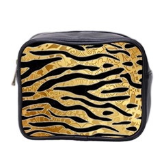 Golden Vector Embossed Golden Black Zebra Stripes Mini Toiletries Bag 2-side by flipstylezfashionsLLC