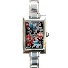 Beautiful Hibiscus Flower Design  Rectangle Italian Charm Watch by flipstylezfashionsLLC