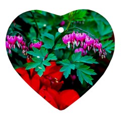 Bleeding Heart Flowers Heart Ornament (two Sides) by FunnyCow