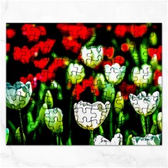 White And Red Sunlit Tulips Rectangular Jigsaw Puzzl by FunnyCow