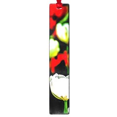 White And Red Sunlit Tulips Large Book Marks by FunnyCow