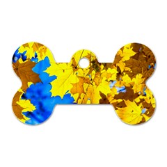 Yellow Maple Leaves Dog Tag Bone (one Side) by FunnyCow