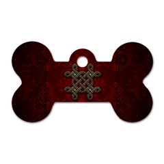 Decorative Celtic Knot On Dark Vintage Background Dog Tag Bone (two Sides) by FantasyWorld7