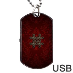 Decorative Celtic Knot On Dark Vintage Background Dog Tag Usb Flash (two Sides) by FantasyWorld7