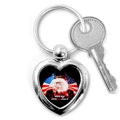 Independence Day, Eagle With Usa Flag Key Chains (heart)  by FantasyWorld7