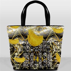 Gold Four Leaf Clover With Abstract Designs Bucket Bags by flipstylezfashionsLLC