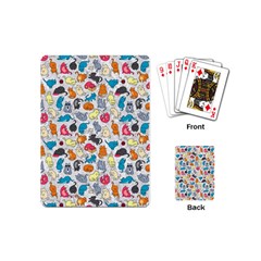 Funny Cute Colorful Cats Pattern Playing Cards (mini)  by EDDArt