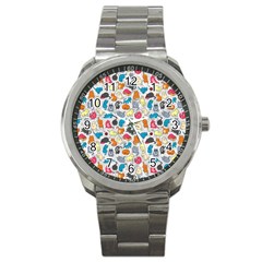 Funny Cute Colorful Cats Pattern Sport Metal Watch by EDDArt