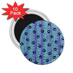 Footprints Cat Black On Batik Pattern Teal Violet 2.25  Magnets (10 pack)  Front